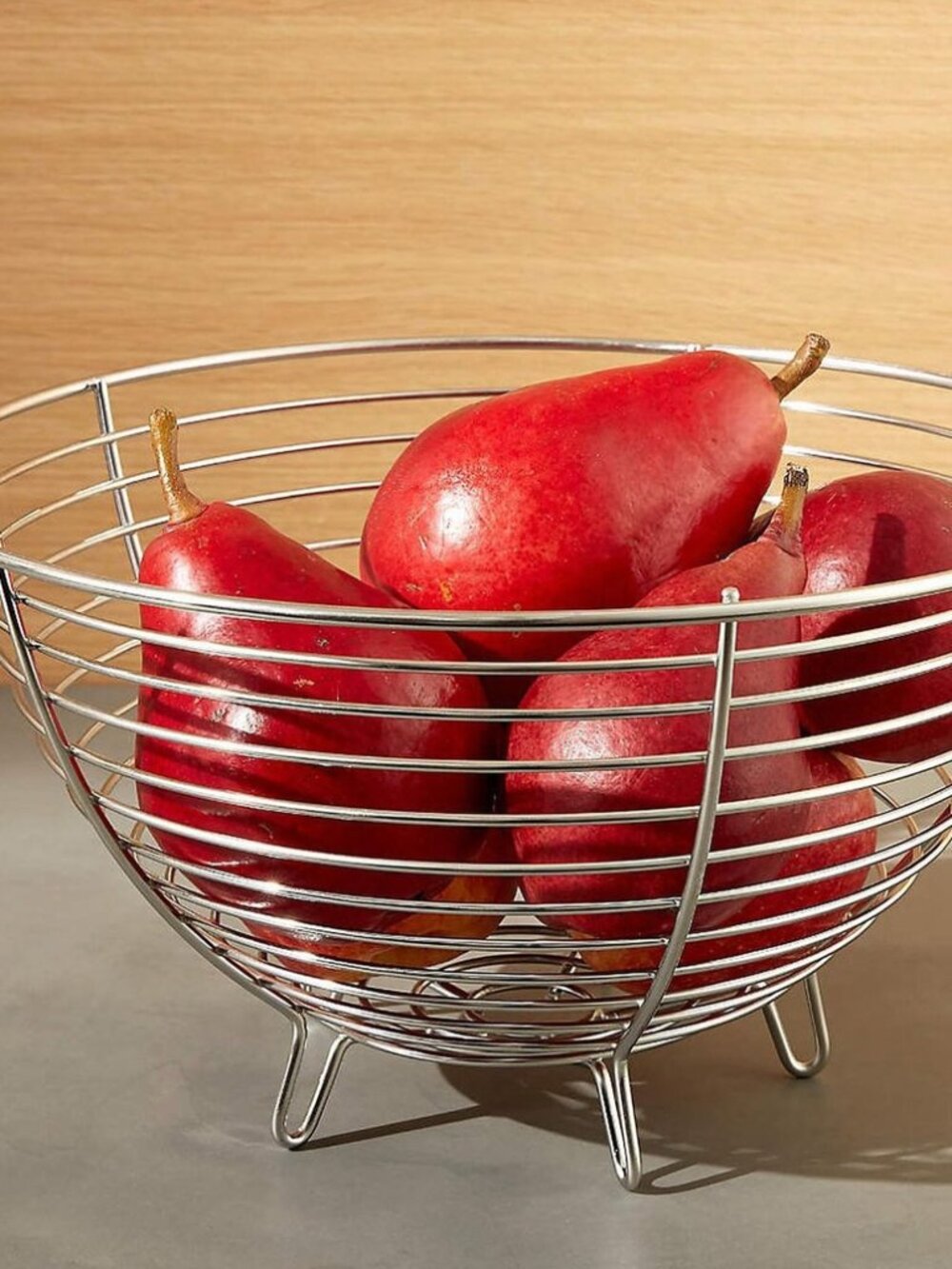 Crate & Barrel Carter McGuyer Single-Tier Stainless Steel Open-Wire Fruit Basket